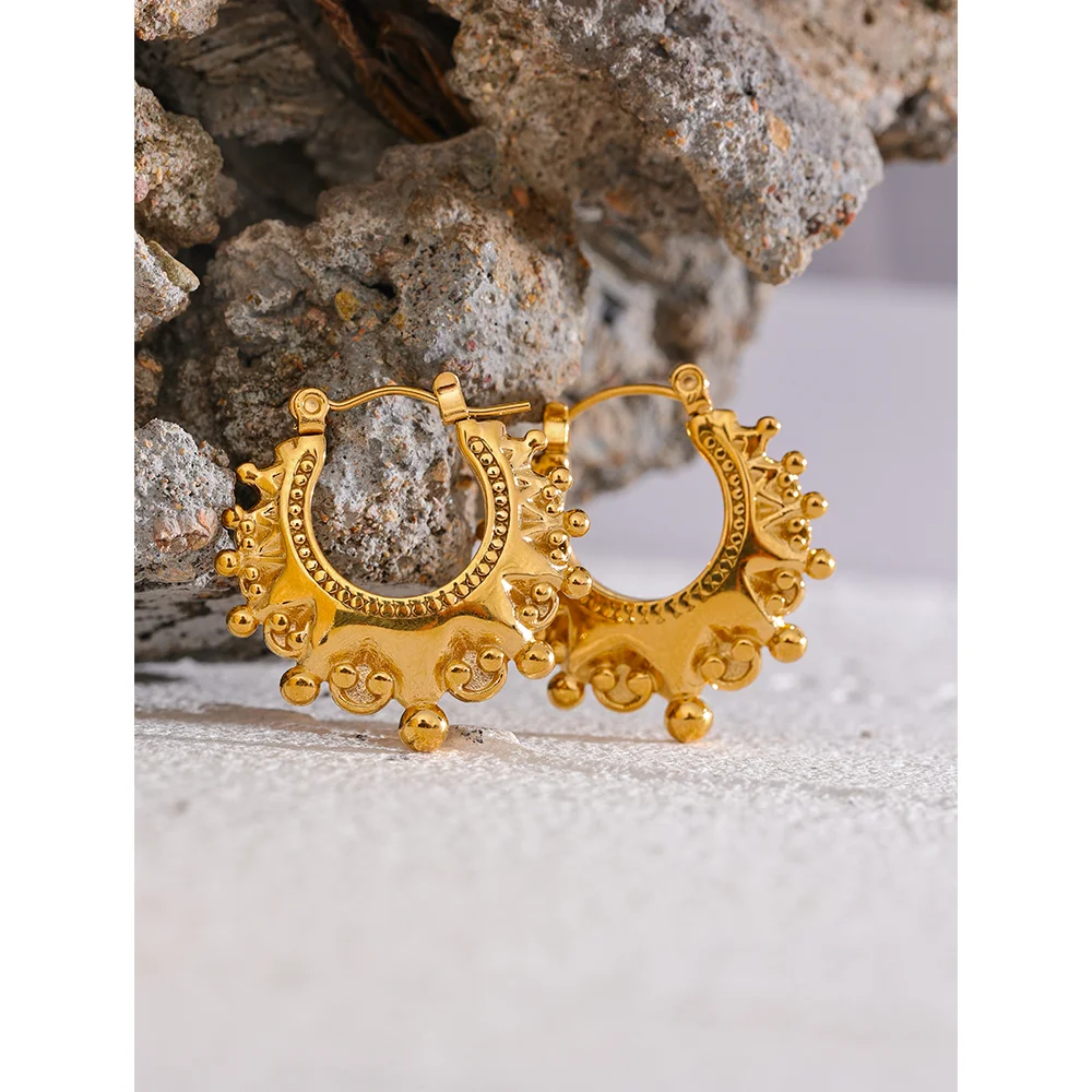 Women's Gold-Plated Stainless Steel Geometric Half-Hoop Earrings | PVD Gold Plating