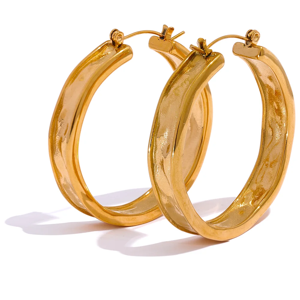 42mm Minimalist Round Big Hoop Stainless Steel Earrings for Women | The PM Edit