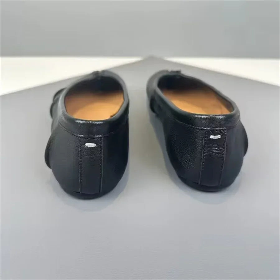 Split Toe Tabi Ballet Flats – Slip-On Leather Loafers for Women