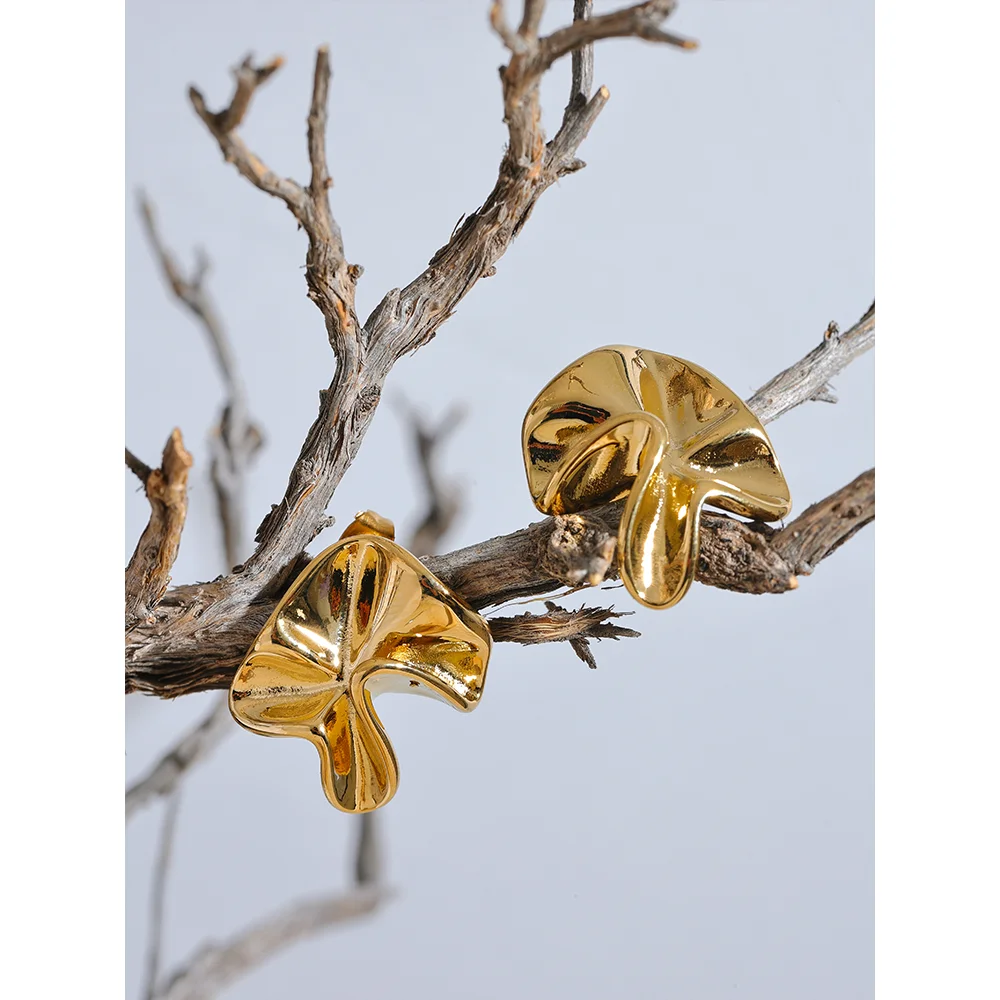 316L Stainless Steel Sculptural Flower Stud Earrings