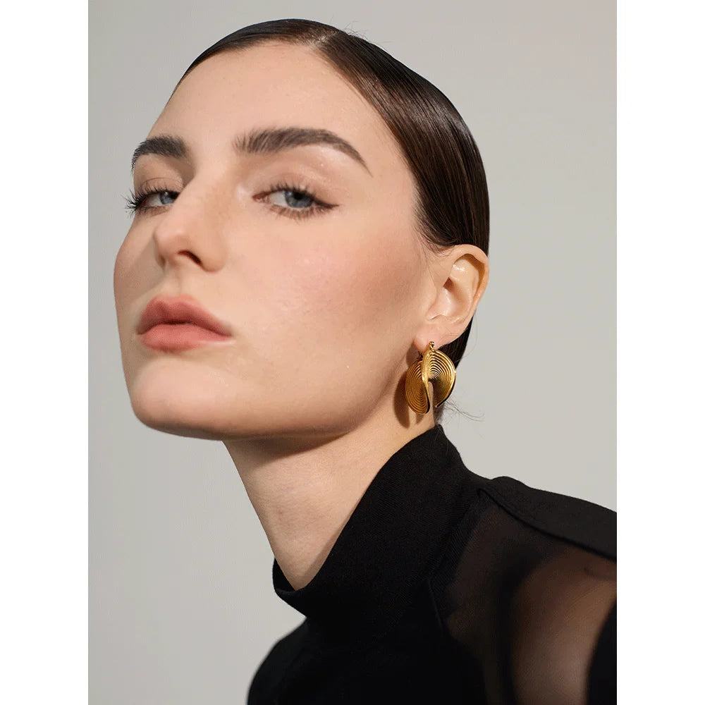 Ridged Gold Hoop Earrings