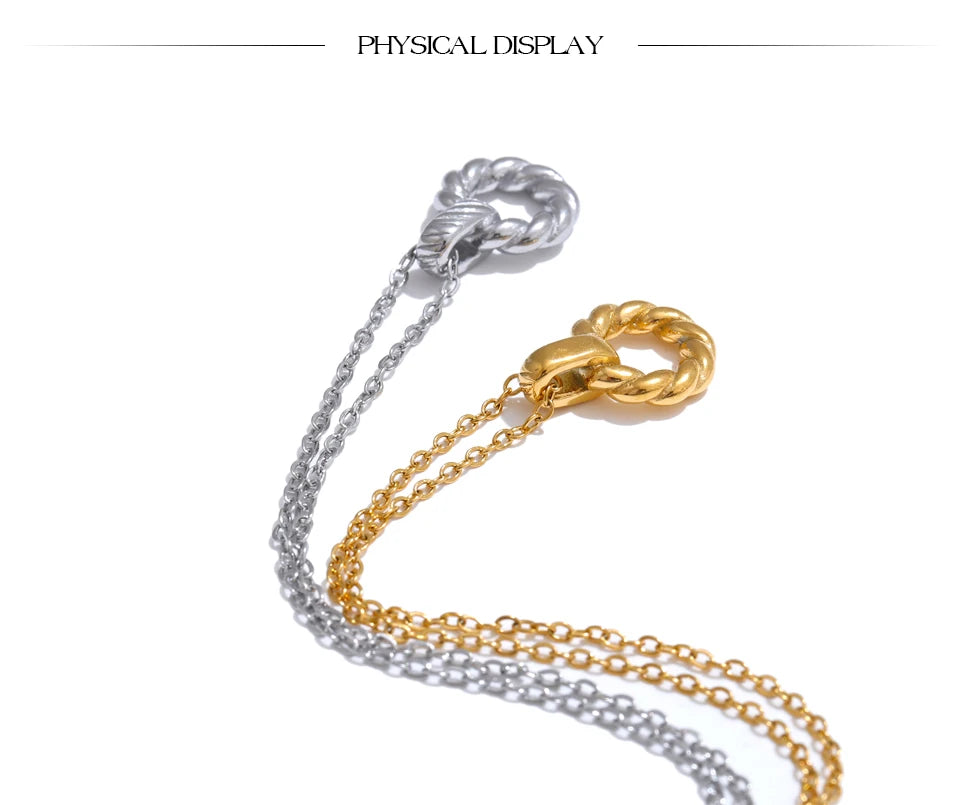 Twisted Rope Circle Pendant Necklace | 18K PVD Gold & Silver Stainless Steel Jewelry