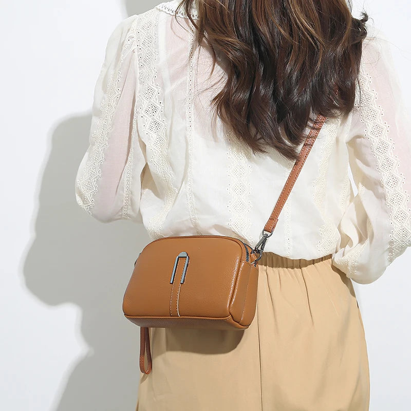 Genuine Cow Leather Crossbody Messenger Flap Bag for Women