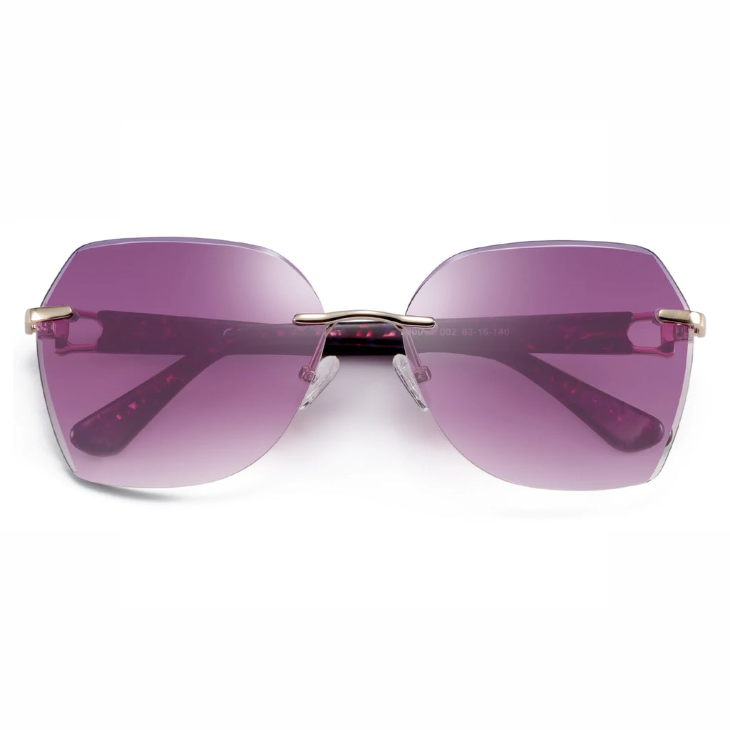 Rimless Oversized Butterfly Sunglasses | UV400 | Diamond-Cut Lenses