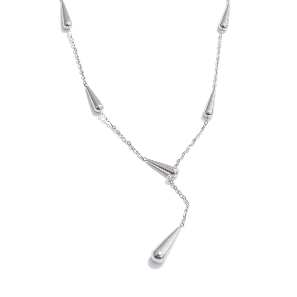 Teardrop Lariat Y-Necklace in 18K Gold & Silver