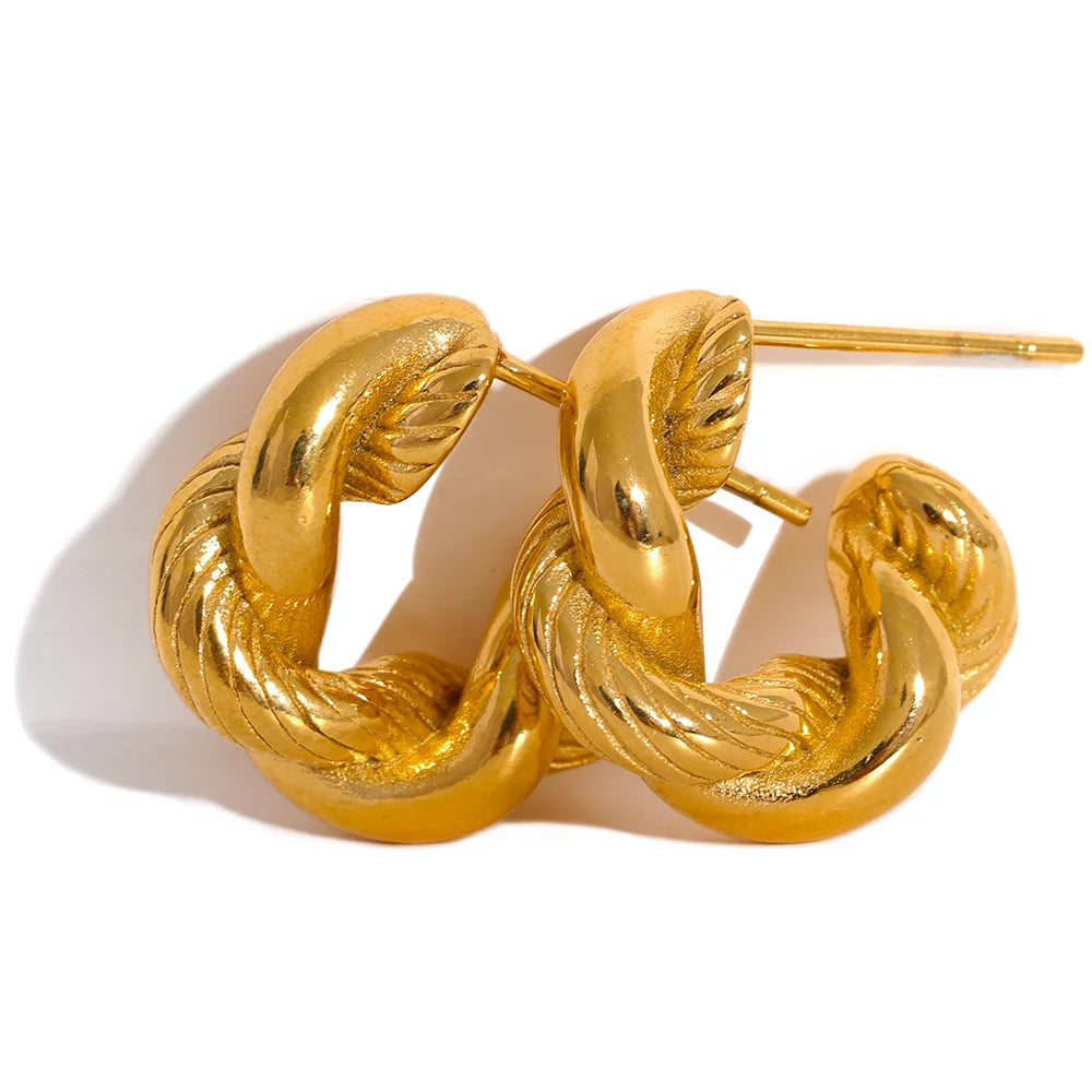 Twisted Geometric Gold Hoop Earrings