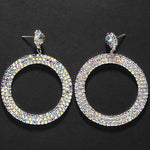 Load image into Gallery viewer, Rhinestone Large Round Pendant Earrings - Statement Oversize Hoop Earrings
