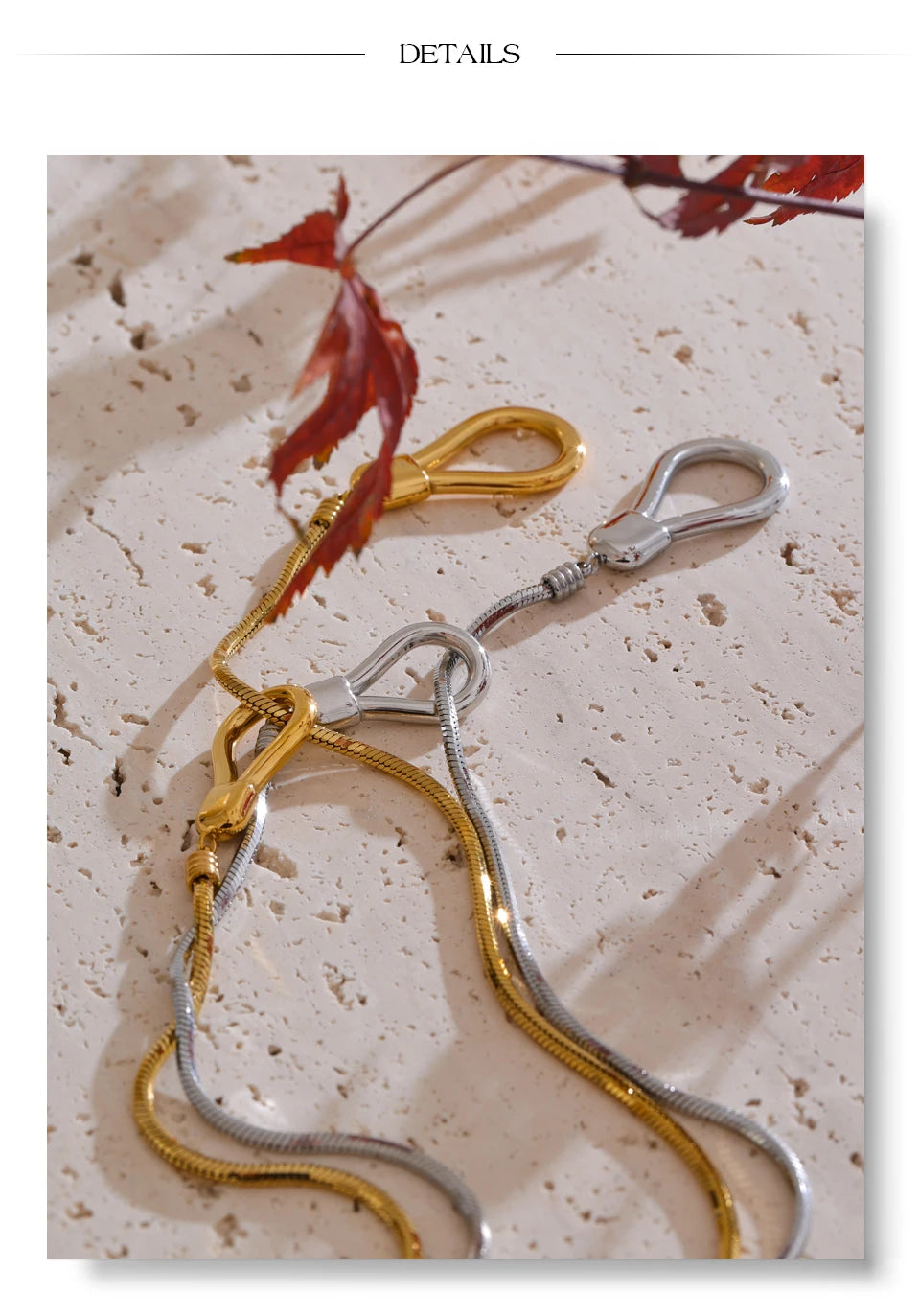 Sculptural Lariat Snake Chain Necklace – Gold & Silver | Tarnish-Resistant