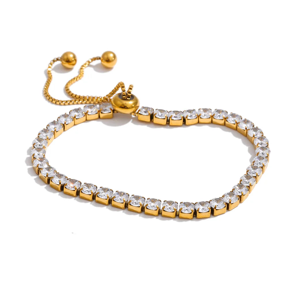 Gold Tennis Bracelet for Women - Luxury PVD Gold Plated High Quality Minimalist Statement Jewelry