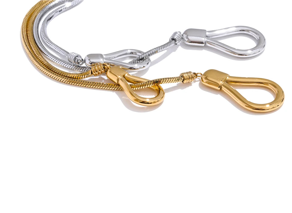 Sculptural Lariat Snake Chain Necklace – Gold & Silver | Tarnish-Resistant