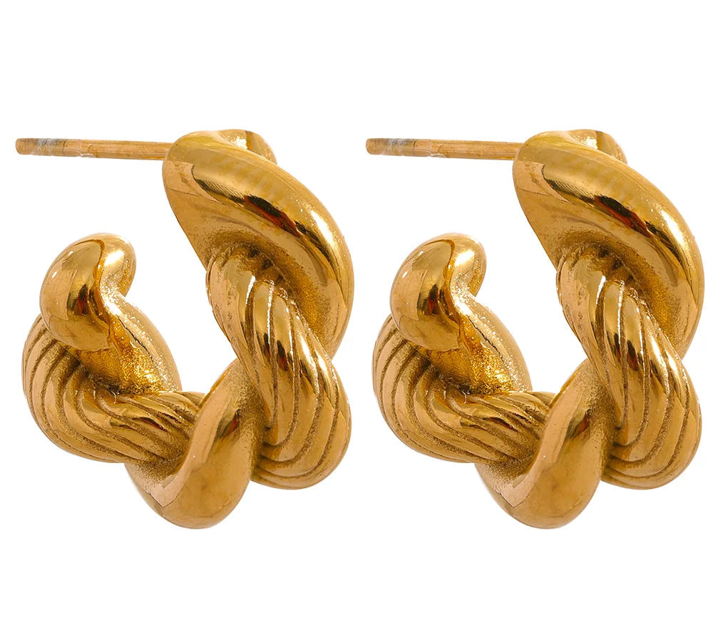 Twisted Geometric Gold Hoop Earrings