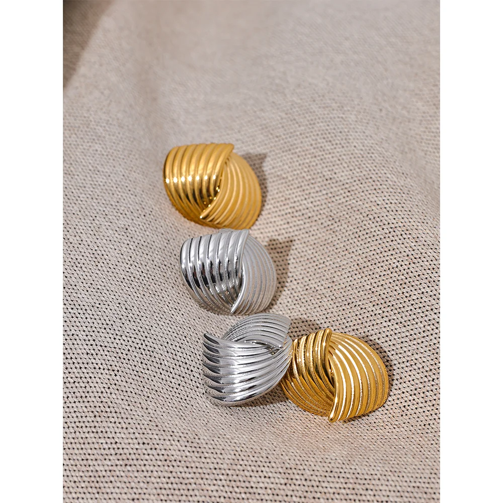 Premium Quality Gold Earrings and Ring for Women | Geometric Stainless Steel Stud Earrings and Ring