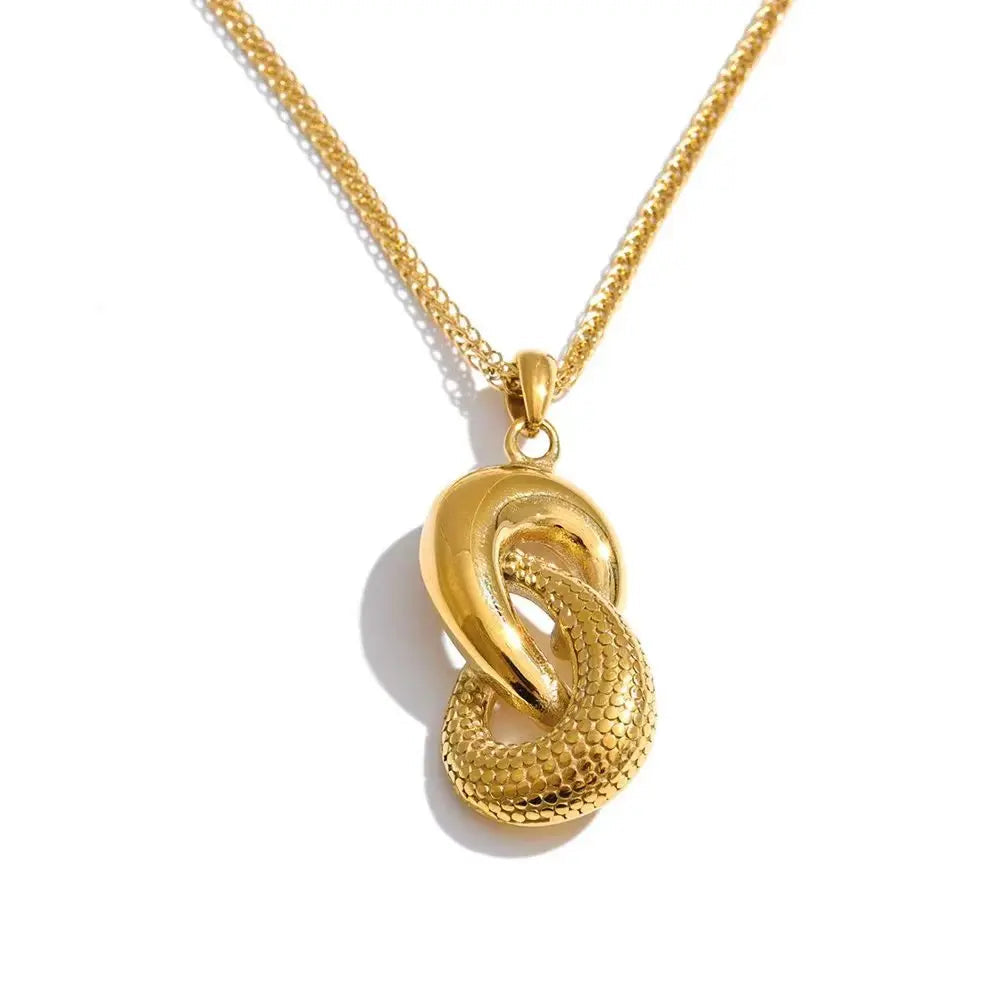 Interlocking Stud Earrings & Pendant Necklace | PVD Gold