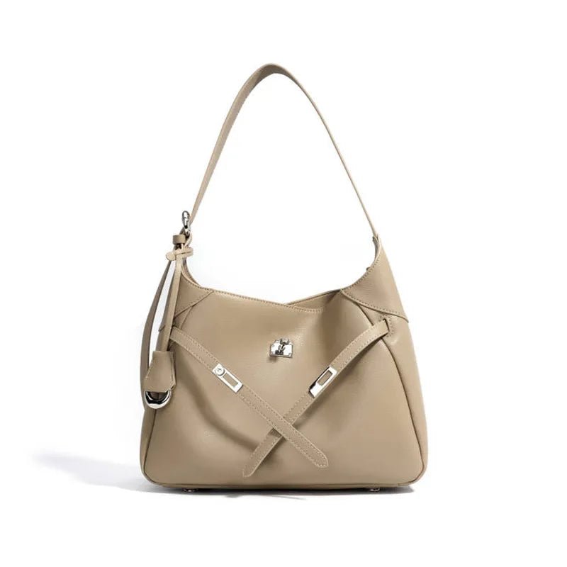 Buckle Cowhide Leather Baguette Shoulder Bag | Underarm Tote - The PM Edit