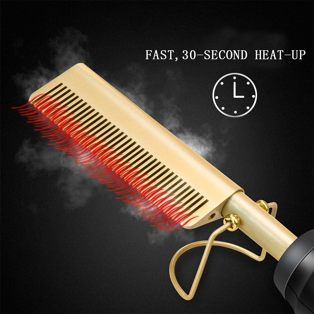 Electric Ceramic Hot Comb | Anti-Scald Hair Straightener for Wigs