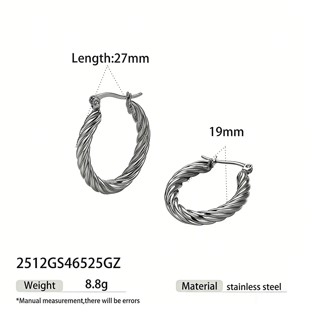 Twisted Rope Gold Hoop Earrings | 18K PVD Waterproof Stainless Steel Jewelry