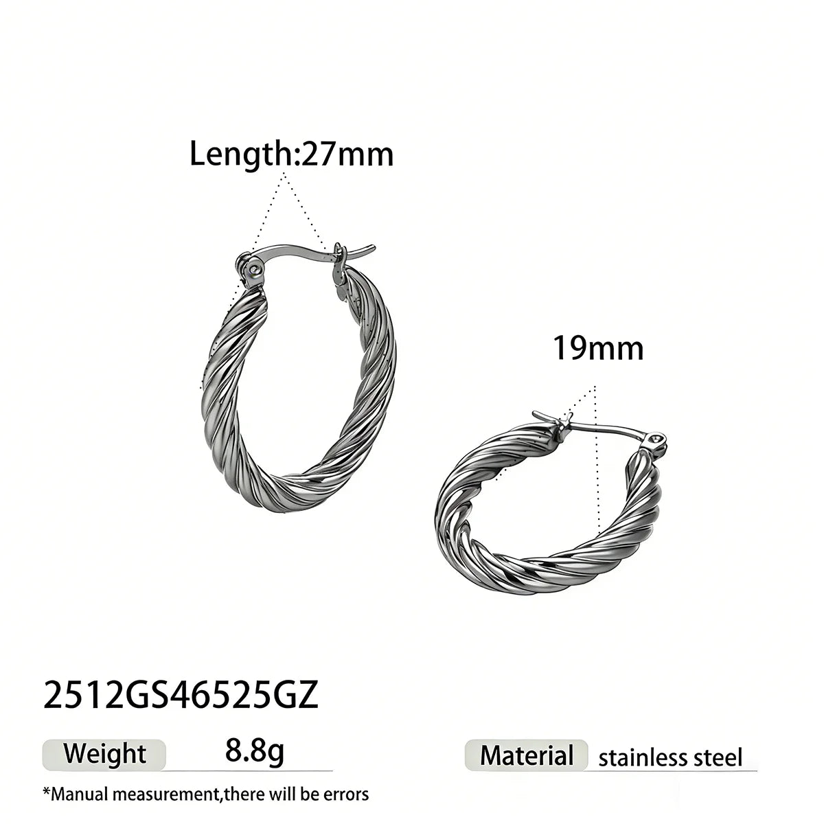 Twisted Rope Gold Hoop Earrings | 18K PVD Waterproof Stainless Steel Jewelry