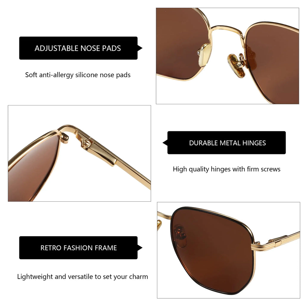 Geometric Polygon Polarized Sunglasses | UV400 | Unisex Metal Frame