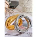 Load image into Gallery viewer, Chunky Ribbed Omega Tube Bangle Bracelet | 18K PVD Gold &amp; Silver Stainless Steel Jewelry
