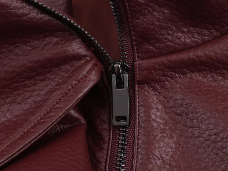 Structured Pebble Faux Leather Jacket Motorcycle Style