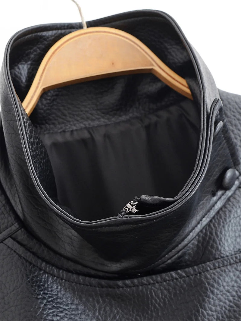 Structured Pebble Faux Leather Jacket Motorcycle Style