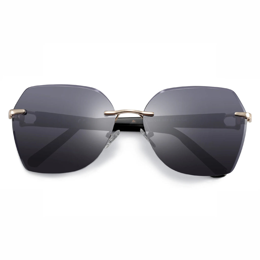 Rimless Oversized Butterfly Sunglasses | UV400 | Diamond-Cut Lenses