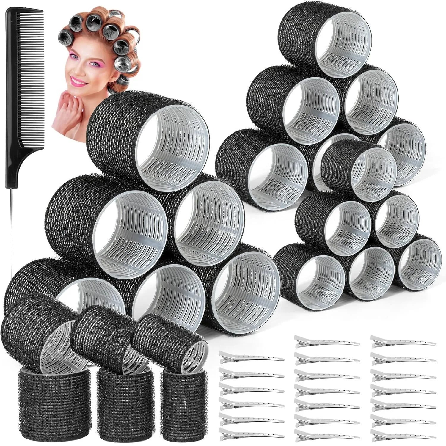 DIY Hair Curling Rollers Set | Multi-Size Plastic Curl & Bang Styling Tool