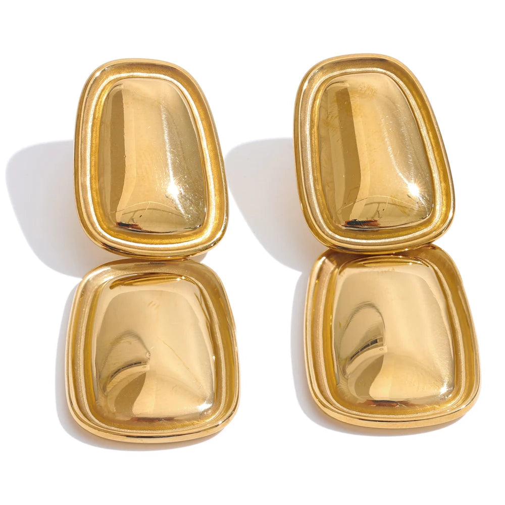 Double-Drop Rectangle Earrings | PVD Plated Stainless Steel | Gold & Silver