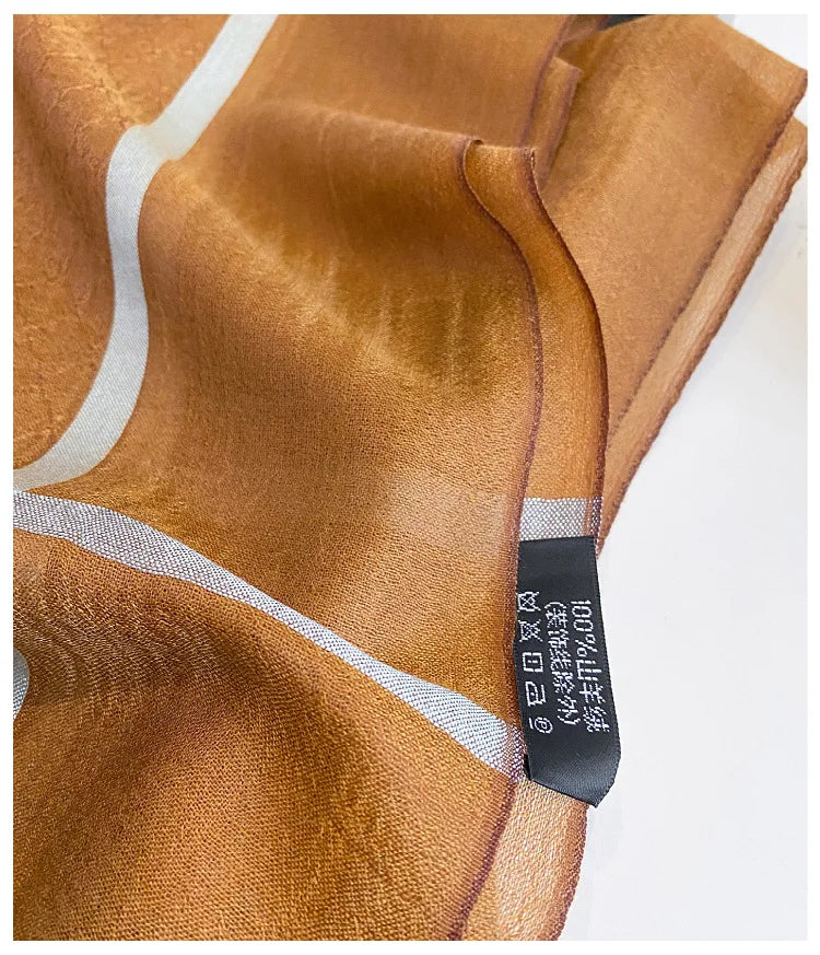 Cashmere Square Scarf | Geometric Grid Pattern, Double-Sided | 65x65cm