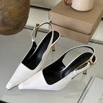 Load image into Gallery viewer, Chic Pointed Toe Strappy Pumps – Elegant Footwear in Red, White, Black &amp; Brown

