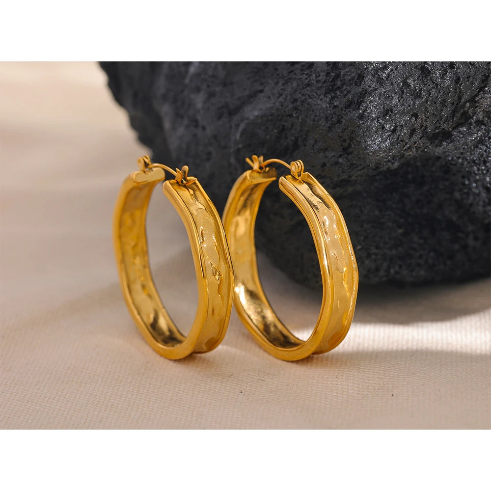 42mm Minimalist Round Big Hoop Stainless Steel Earrings for Women | The PM Edit