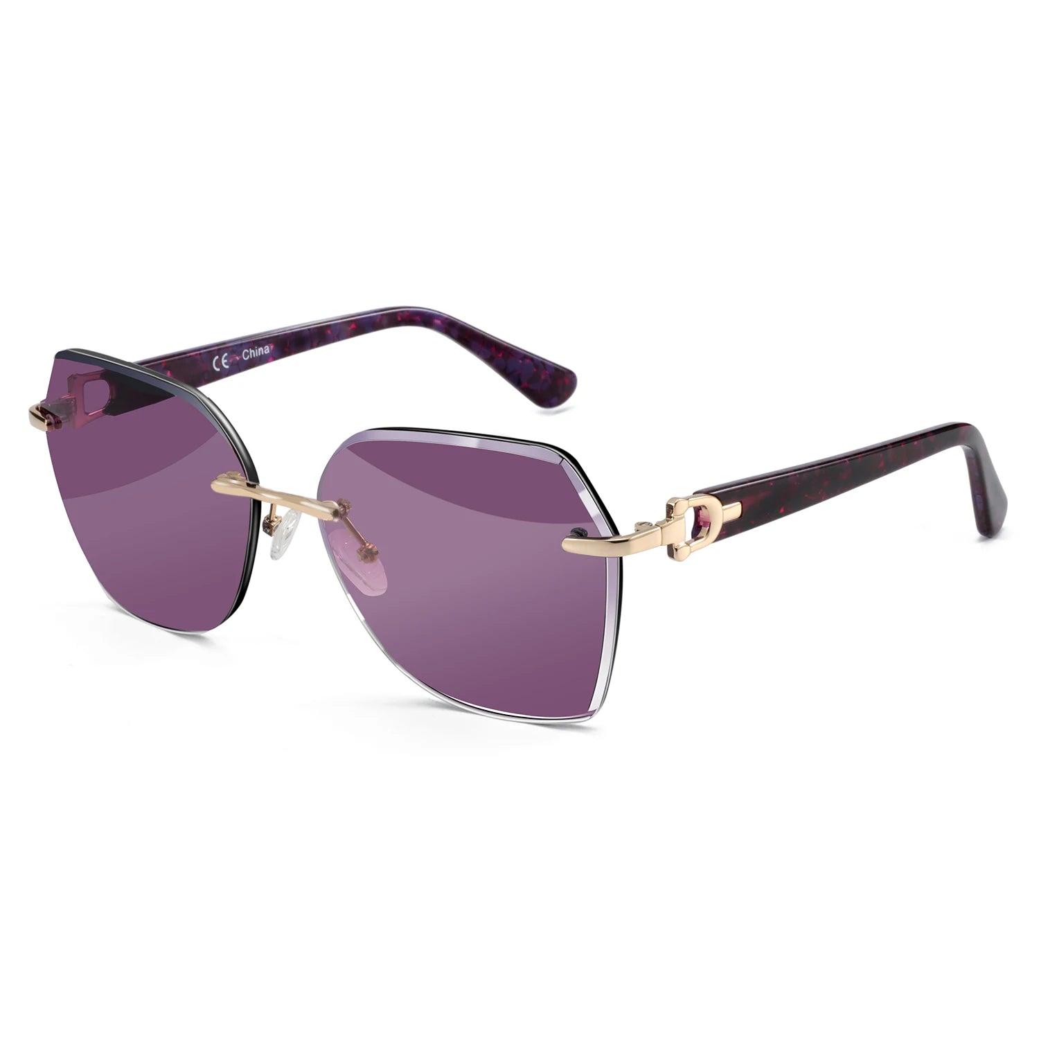 Rimless Oversized Butterfly Sunglasses | UV400 | Diamond-Cut Lenses