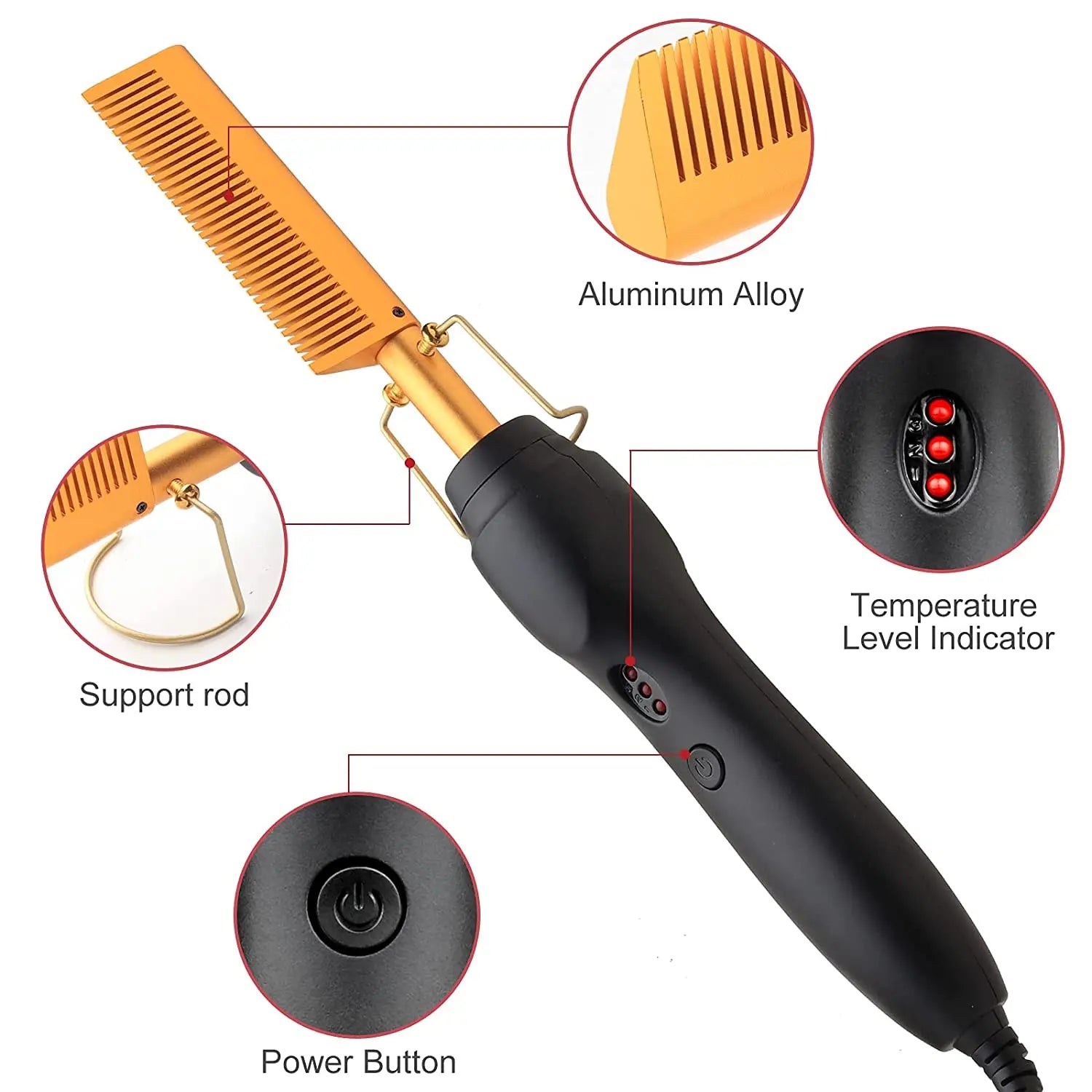 Electric Ceramic Hot Comb | Anti-Scald Hair Straightener for Wigs