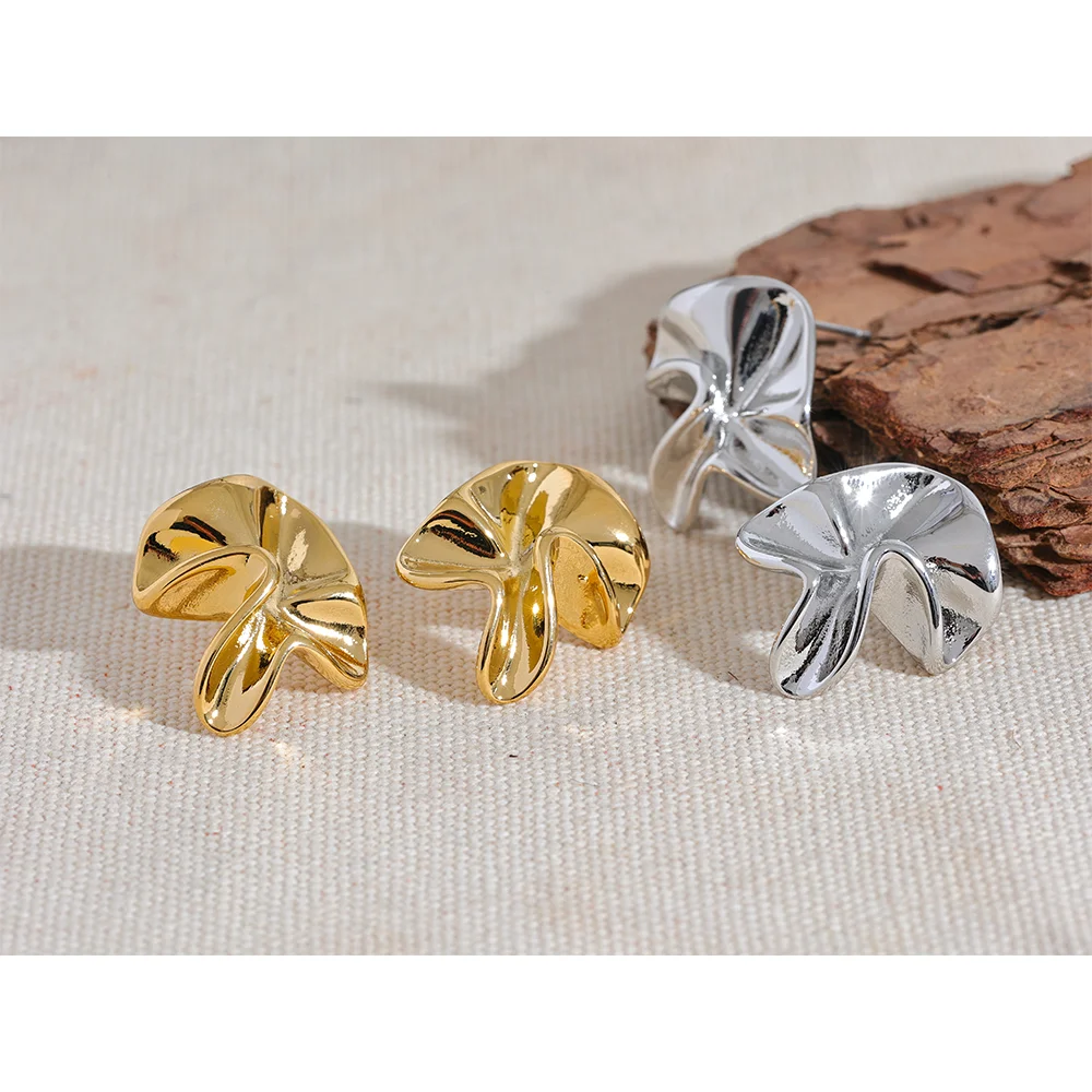 316L Stainless Steel Sculptural Flower Stud Earrings