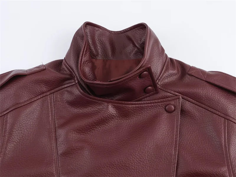 Structured Pebble Faux Leather Jacket Motorcycle Style
