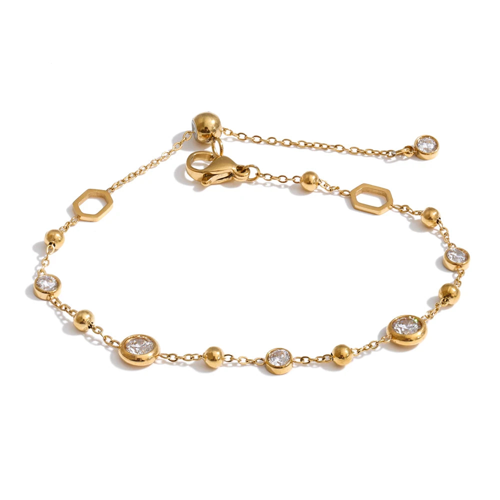 Delicate Gold Chain Geometric PVD Bracelet for Women