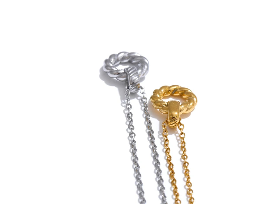 Twisted Rope Circle Pendant Necklace | 18K PVD Gold & Silver Stainless Steel Jewelry