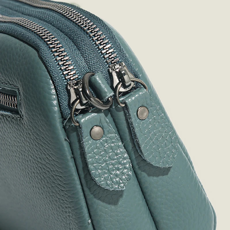 Genuine Cow Leather Crossbody Messenger Flap Bag for Women