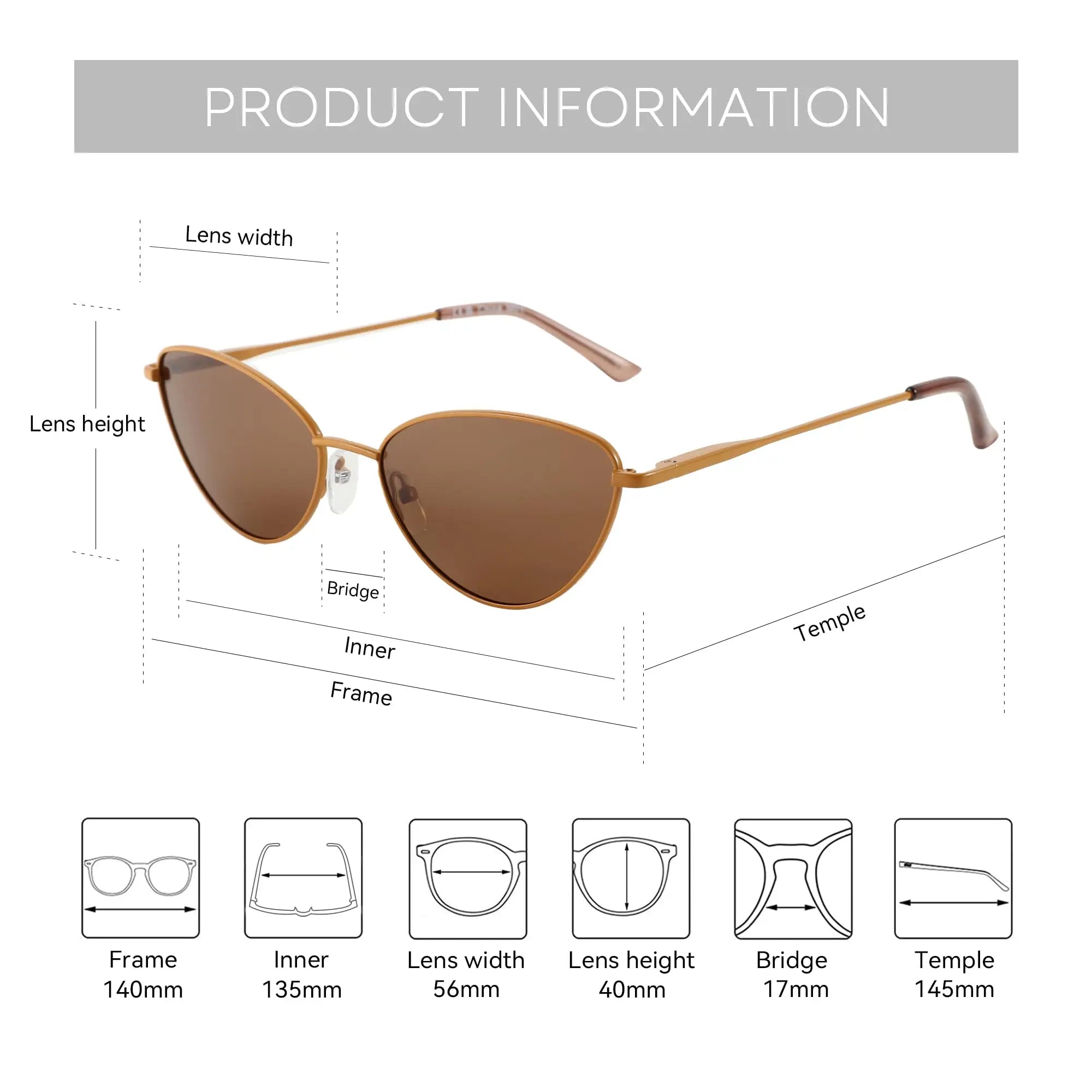 Small Cat-Eye Polarized Sunglasses | UV400 TAC Lenses