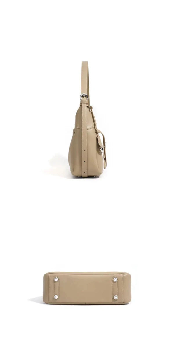 Buckle Cowhide Leather Baguette Shoulder Bag | Underarm Tote - The PM Edit