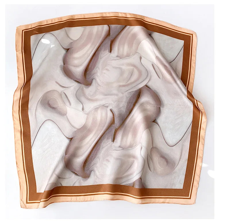 Marble Print Silk Satin Square Scarf | 53x53cm