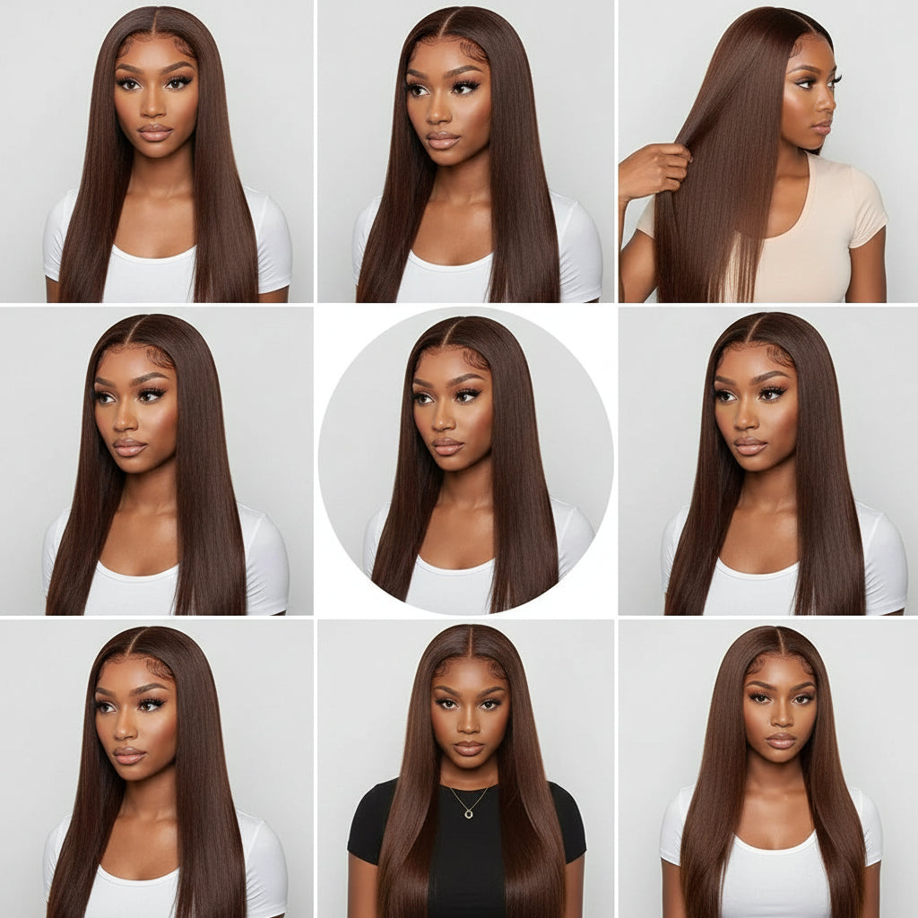 Chocolate Brown Body Wave 13x4 Lace Frontal Wig | HD Lace| 180% Density | 100% Human Hair | Pre Plucked With Baby Hair