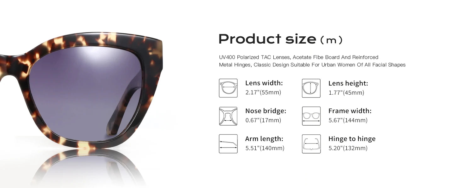 Oversized Butterfly Cat-Eye Sunglasses | Polarized UV400 | Acetate Frame