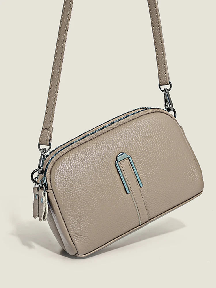 Genuine Cow Leather Crossbody Messenger Flap Bag for Women