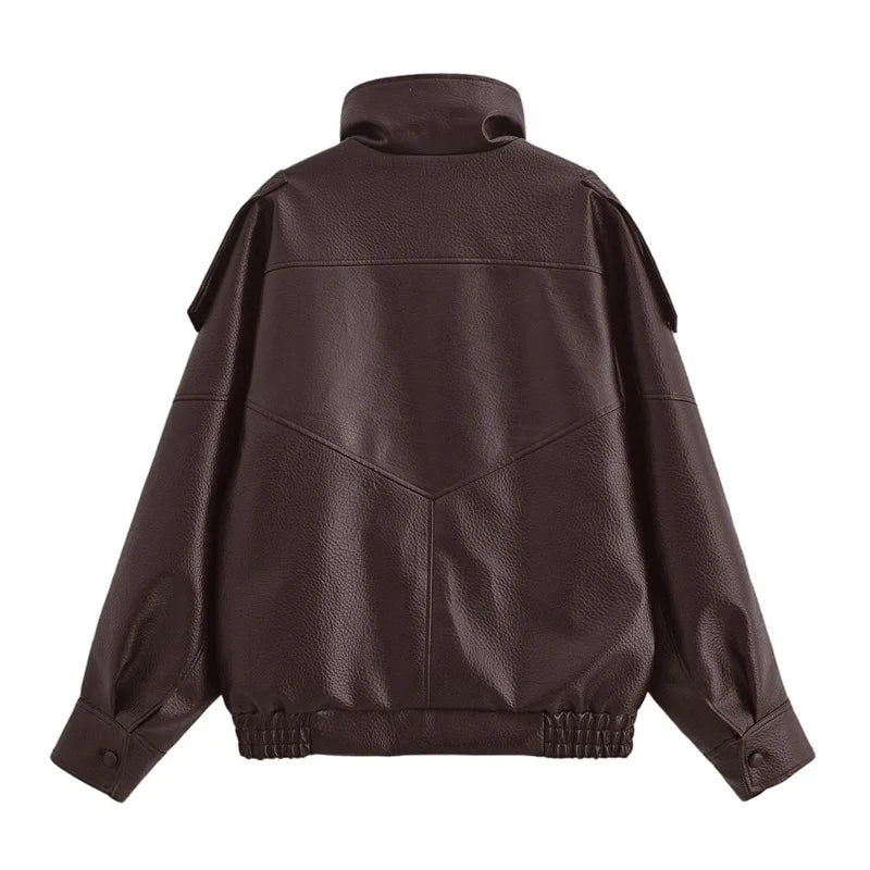 Structured Pebble Faux Leather Jacket Motorcycle Style