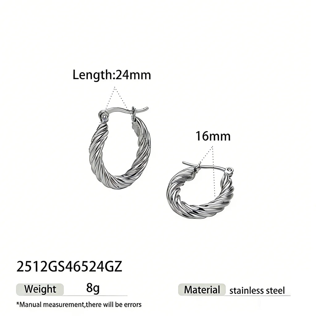 Twisted Rope Gold Hoop Earrings | 18K PVD Waterproof Stainless Steel Jewelry
