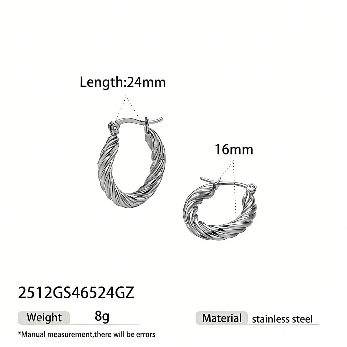 Twisted Rope Gold Hoop Earrings | 18K PVD Waterproof Stainless Steel Jewelry