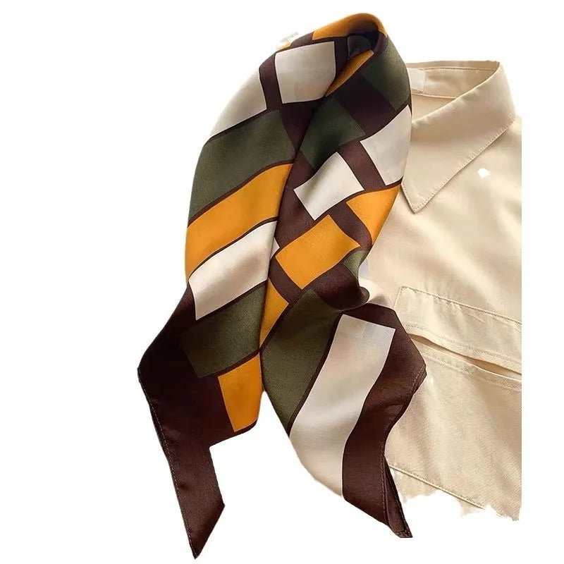 Retro Color Block Square Scarf | 65x65cm
