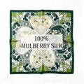 Green Botanical Print Silk Square Scarf | 68x68cm
