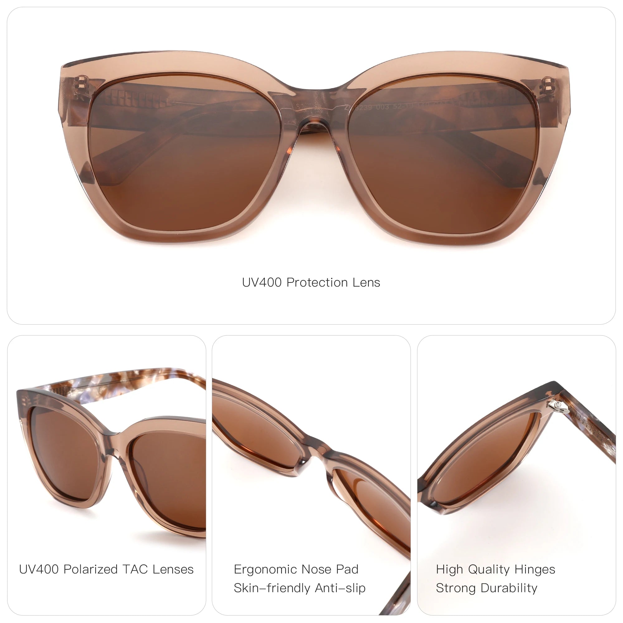 Oversized Butterfly Cat-Eye Sunglasses | Polarized UV400 | Acetate Frame